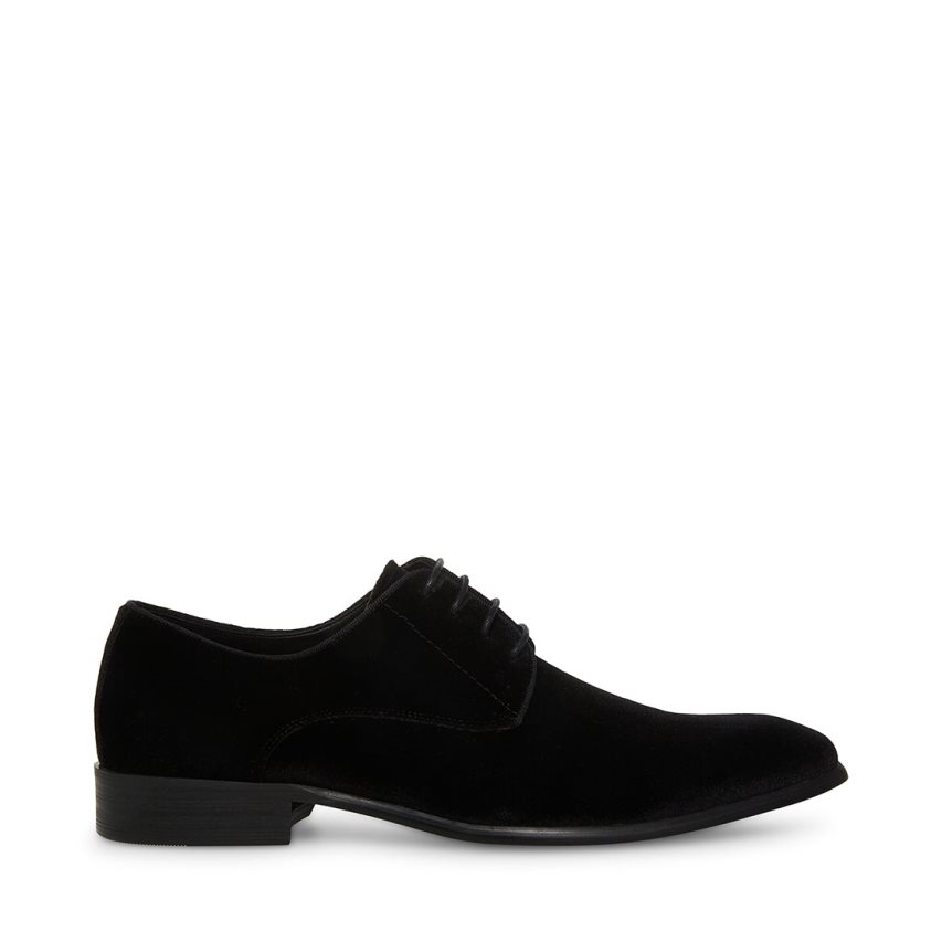 Black Steve Madden Beaux-v Velvet Men\'s Derby Shoes | PH 6593G16A